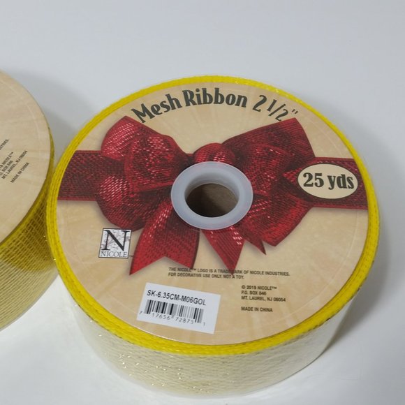 Deco Mesh Ribbon Yellow Wreaths & Crafts - Picture 2 of 3